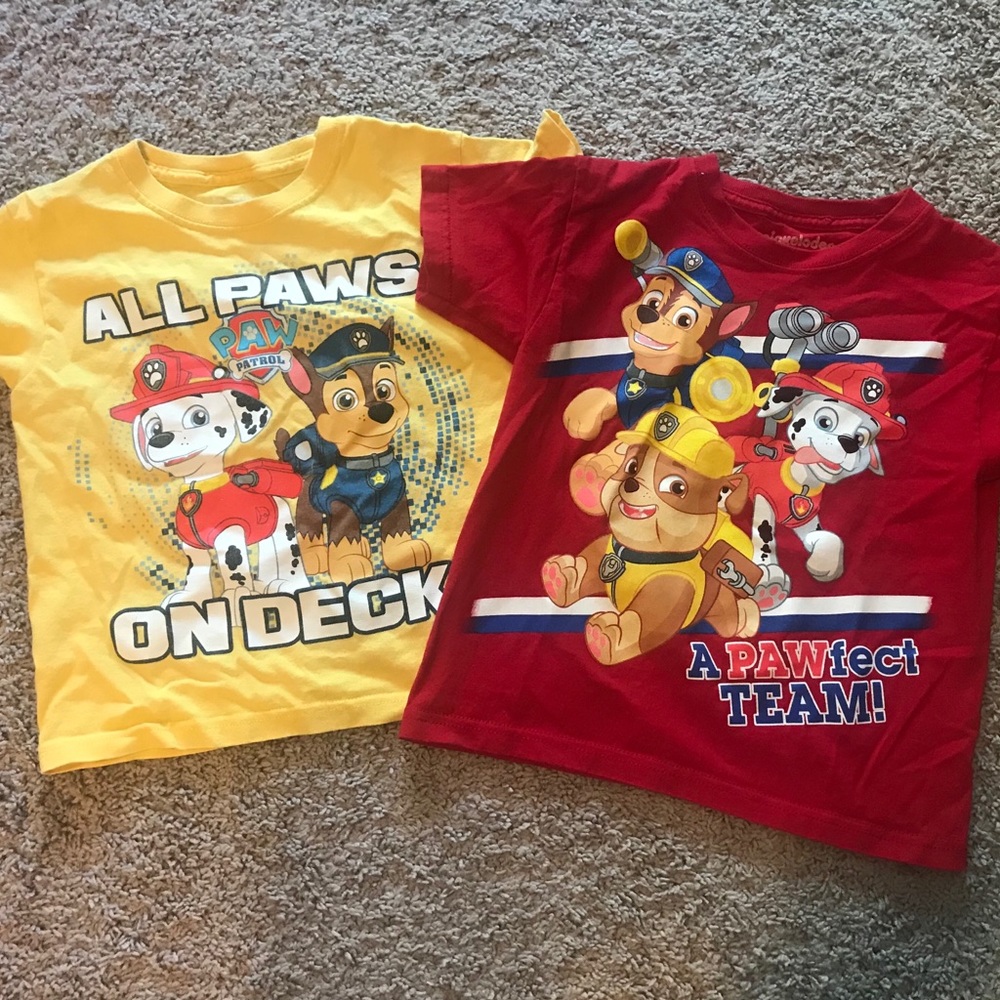 Two Paw Patrol t-shirts
